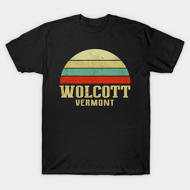 WOLCOTT VERMONT Vintage Retro Sunset T-Shirt by LIPTIN